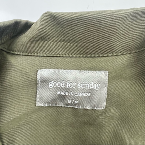 Good for Sunday women’s khaki canteen Tencel Notch Collar Shirt M L NWT L43-12 - Picture 7 of 7